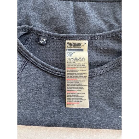 Gymshark Vital Seamless Long Sleeve Crop Top Black Marl Women’s Size Small Shirt - Picture 3 of 3